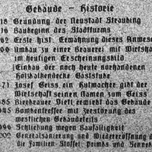 Wirtshaus und Biergarten "Zum Geiss" in Straubing